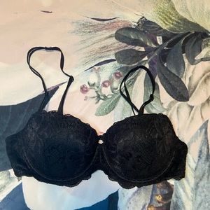 PINK black lace bra. Convertible straps. Size 36B. Worn twice.